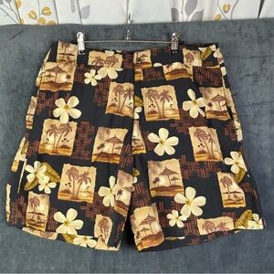 Tommy Bahama Black and Brown Flat Front Shorts